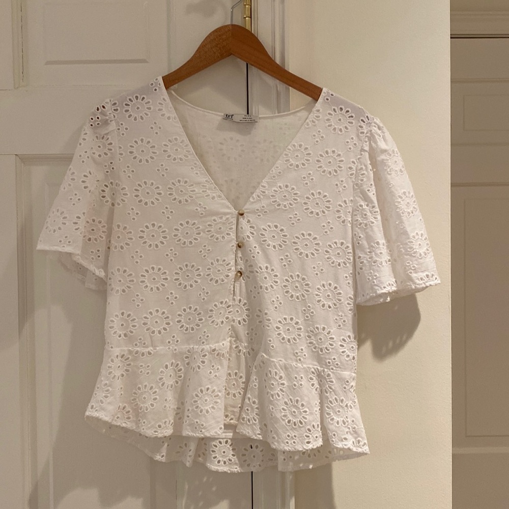 Zara peplum eyelet top
